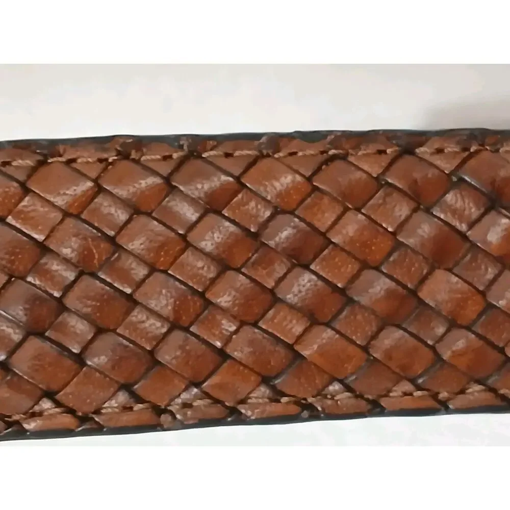 Cole Haan Men's Woven Leather Belt Brown 36 / 90‎ Intricate Luxury Weave Preppy